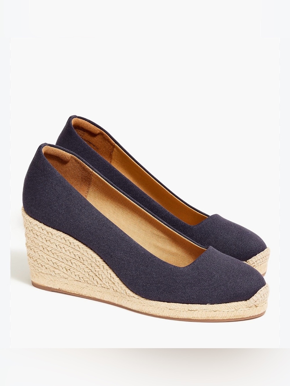 J. Crew Factory Navy Classic Round-Toe Seville Espadrille Wedges Size 8